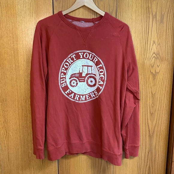 Tops - Support Your Local Farmers Red Crewneck Sweatshirt